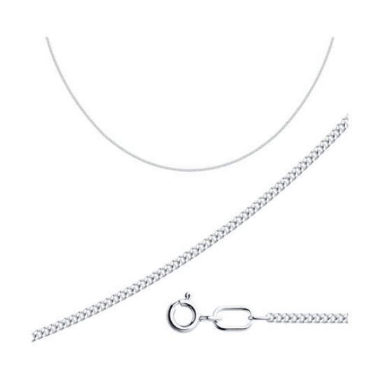 Серебряная цепочка 925 на шею, плетение панцирное, длина 50 см, цвет белое серебро
