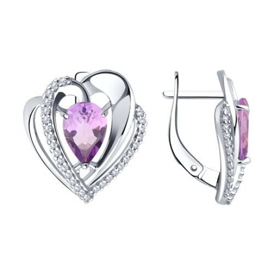 Серебряные серьги 925, женские, с аметистом