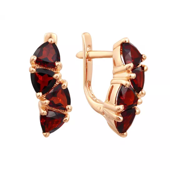 Серьги с гранатом из золота