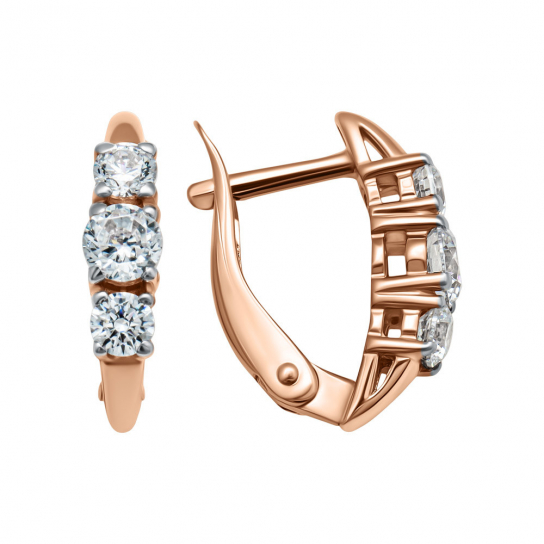 Золотые серьги 585, женские, с фианитом