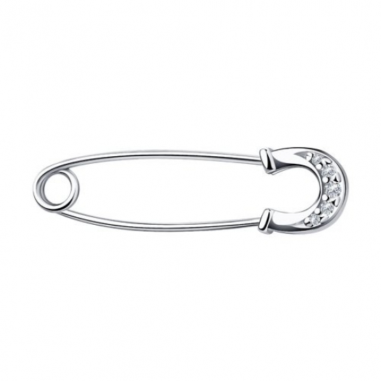 Булавка с фианитом из серебра