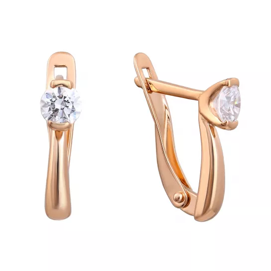 Серьги с фианитом из золота