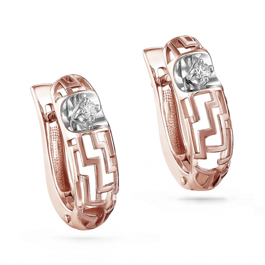 Золотые серьги 585, женские, с бриллиантом