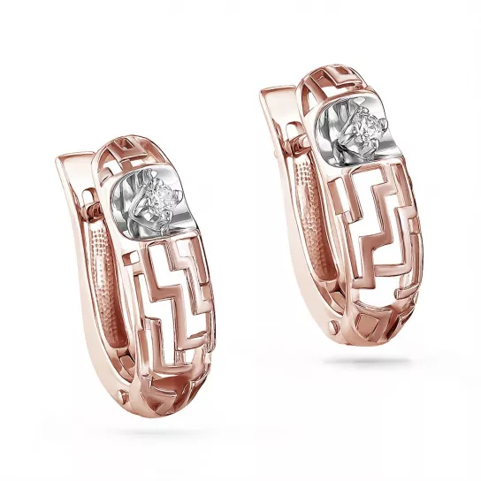 Золотые серьги 585, женские, с бриллиантом