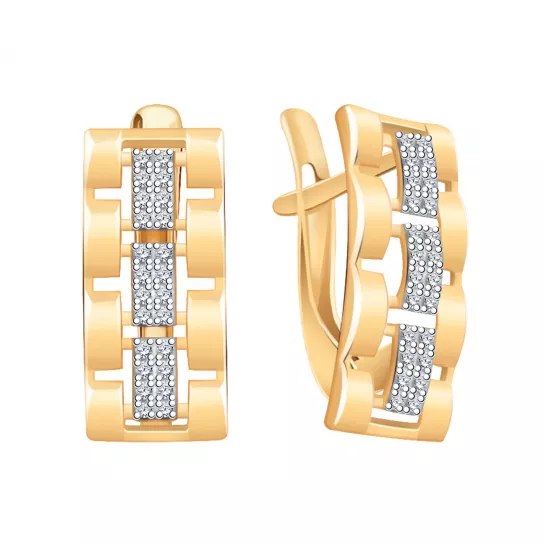 Золотые серьги 585, женские, с фианитом