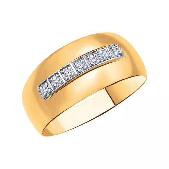 Золотое кольцо 585, женское, с фианитом, размер 21.5