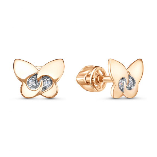 Золотые серьги 585, женские, с фианитом