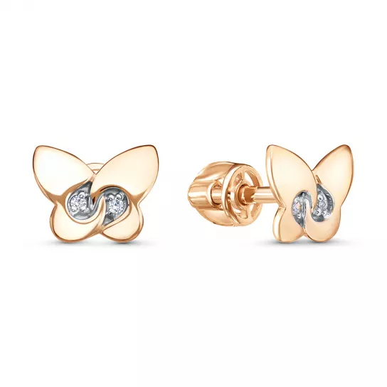 Золотые серьги 585, женские, с фианитом