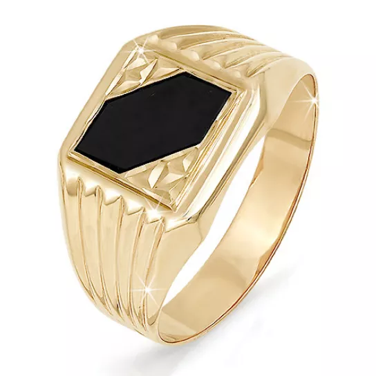 Золотое кольцо 585, мужское, с фианитом, размер 23