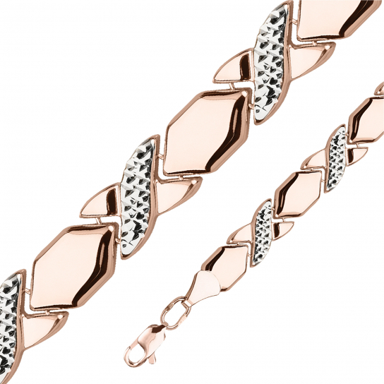 Золотой браслет 585, плетение фигурное, длина 18.5 см