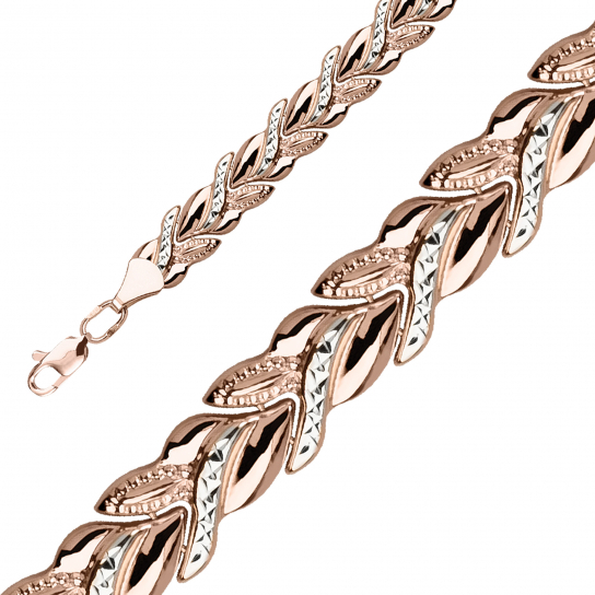 Золотой браслет 585, плетение фигурное, длина 17.5 см