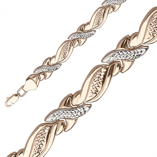 Золотой браслет 585, плетение фигурное, длина 19 см