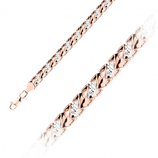 Золотой браслет 585, плетение фигурное, длина 19 см