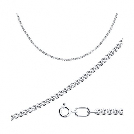 Серебряная цепочка 925 на шею, плетение нонна, длина 40 см, цвет белое серебро