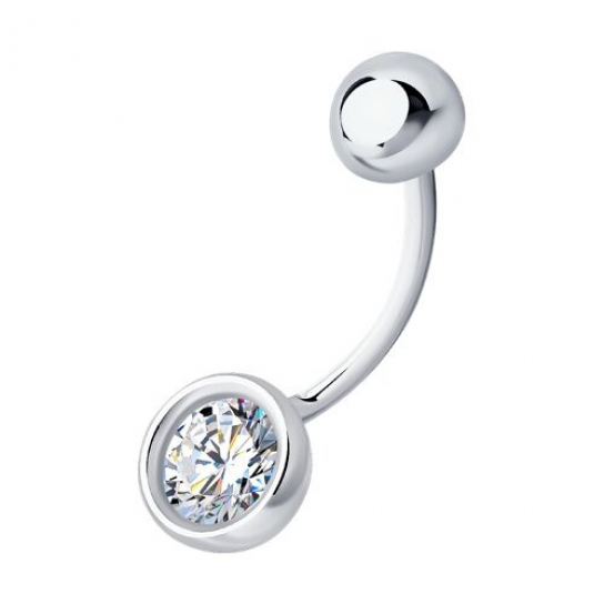 Пирсинг с фианитом из серебра