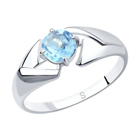 Серебряное кольцо 925, женское, с топазом, размер 17