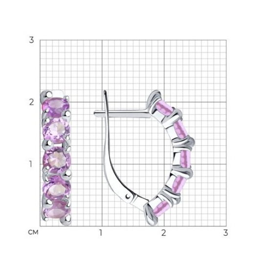 Серебряные серьги 925, женские, с аметистом