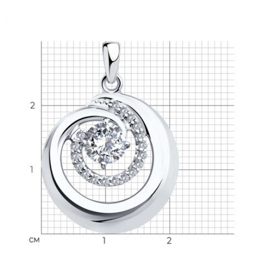 Серебряная подвеска 925, женская, с фианитом