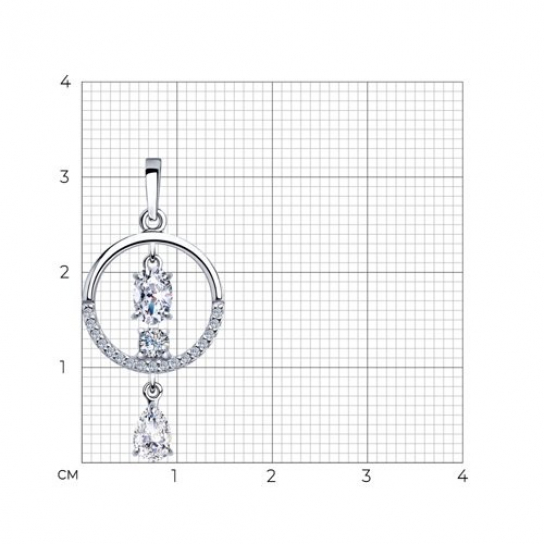Серебряная подвеска 925, женская, с фианитом