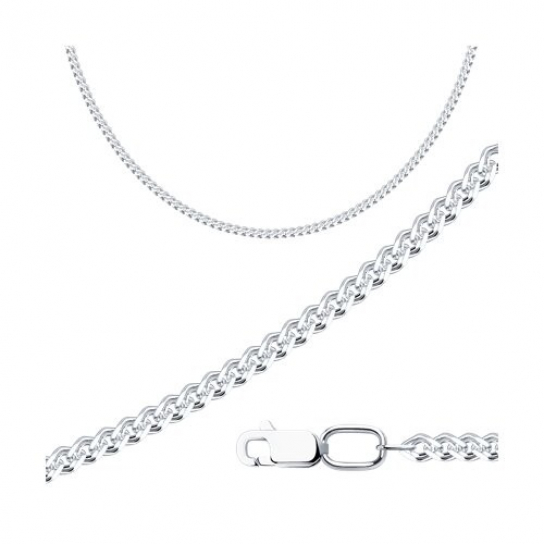 Серебряная цепочка 925 на шею, плетение нонна, длина 55 см, цвет белое серебро