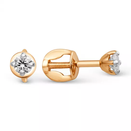 Серьга с фианитом из золота