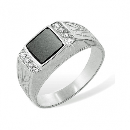 Кольцо-печатка с фианитом из серебра