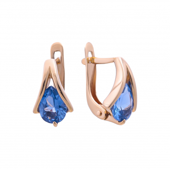 Золотые серьги 585, женские, с топазом