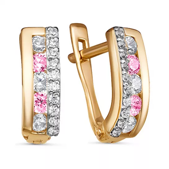 Серьги детские с фианитом из золота