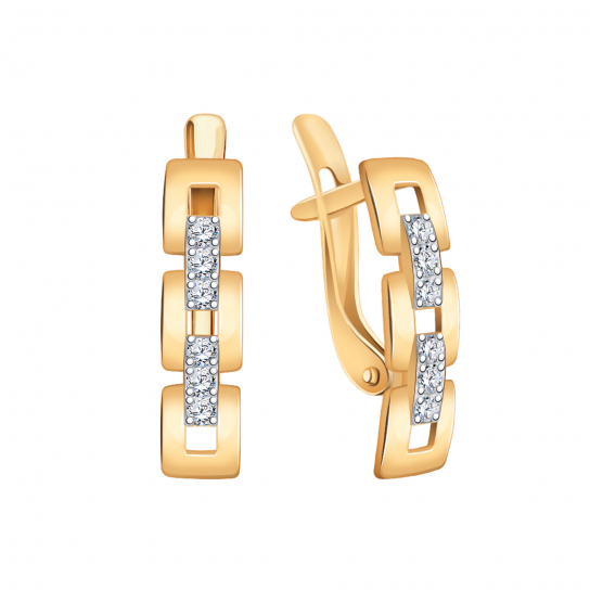 Золотые серьги 585, женские, с фианитом
