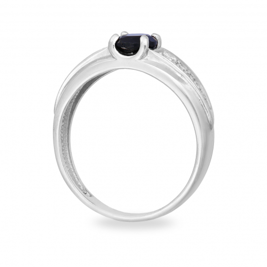 Серебряное кольцо 925, женское, с сапфиром и фианитом, размер 17