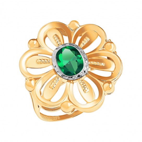 Золотое кольцо 585, женское, с фианитом, размер 20.5