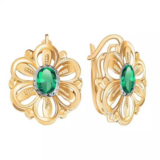 Серьги с фианитом из золота