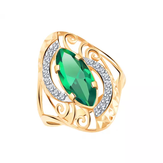 Золотое кольцо 585, женское, с фианитом, размер 17.5