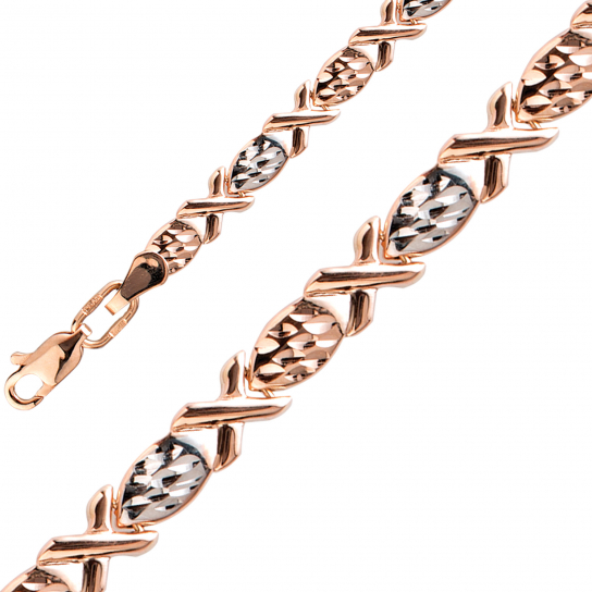 Золотой браслет 585, плетение фигурное, длина 18 см