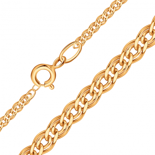 Золотая цепочка 585 на шею, плетение нонна, длина 50 см, цвет красное золото