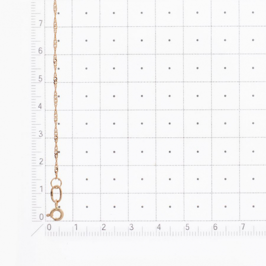 Золотая цепочка 585 на шею, плетение сингапур, длина 50 см, цвет красное золото