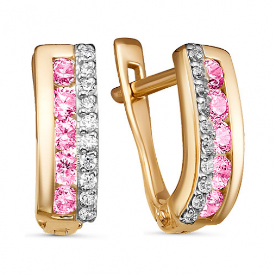 Серьги детские с фианитом из золота