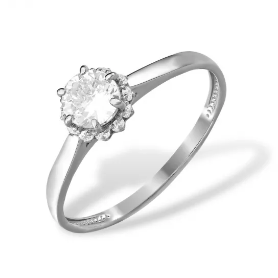 Кольцо с фианитом из серебра