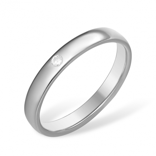Серебряное обручальное кольцо 925, с фианитом, размер 17