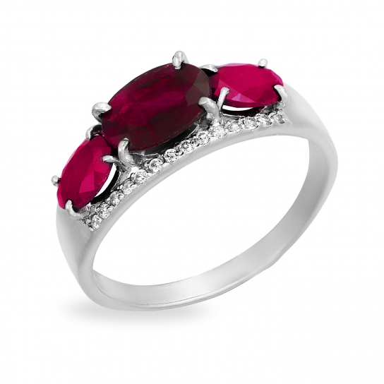 Серебряное кольцо 925, женское, с рубином, размер 19