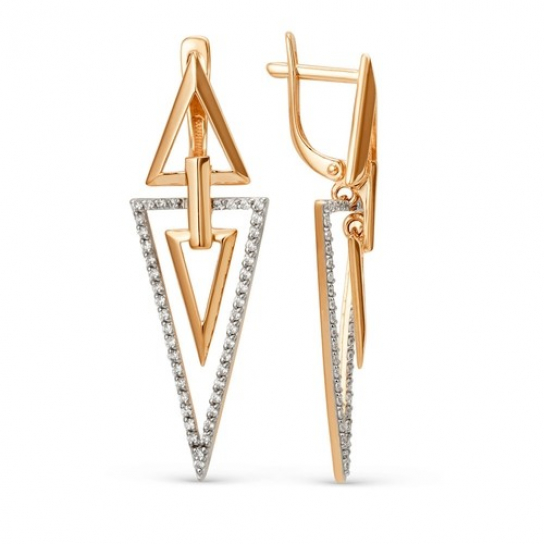 Золотые серьги 585, женские, с фианитом