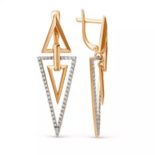 Золотые серьги 585, женские, с фианитом