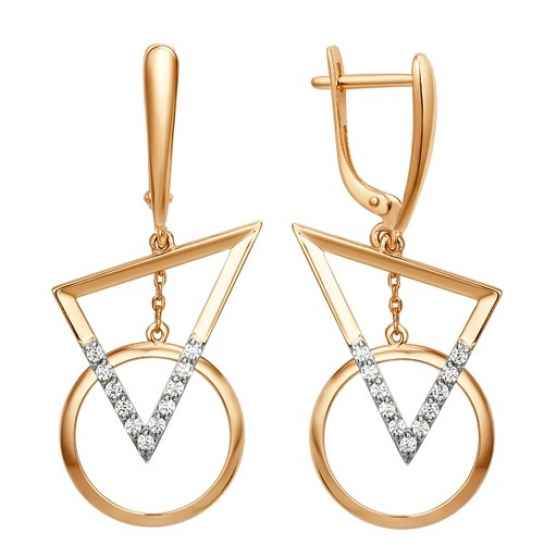 Золотые серьги 585, женские, с фианитом