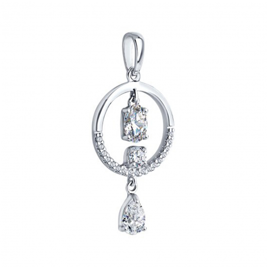 Серебряная подвеска 925, женская, с фианитом