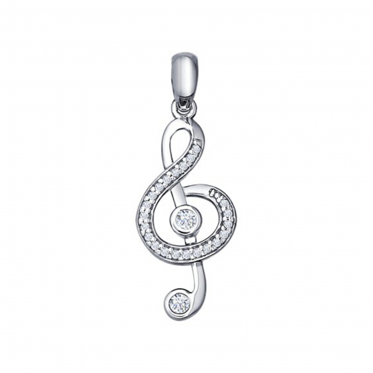 Серебряная подвеска 925, женская, с фианитом