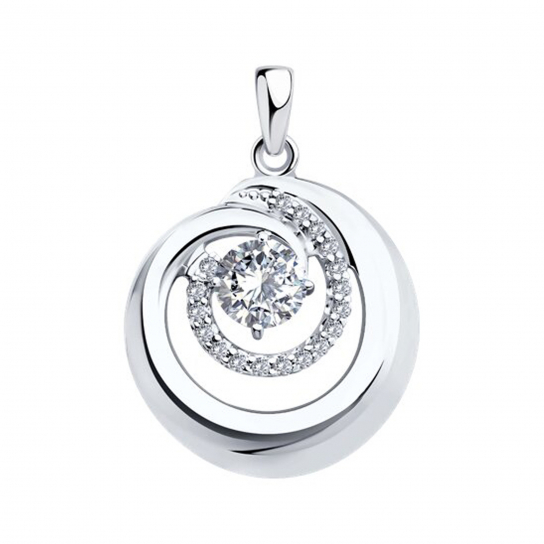 Серебряная подвеска 925, женская, с фианитом