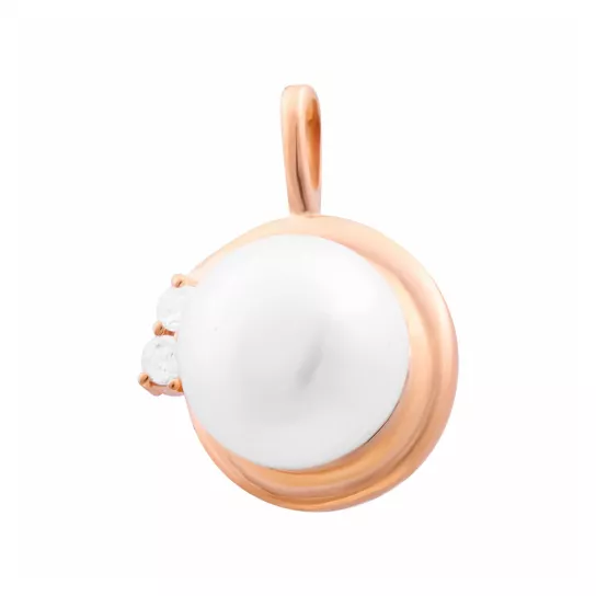 Подвеска с жемчугом и фианитом из золота