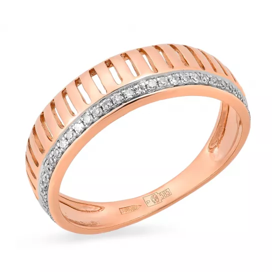 Золотое кольцо 585, женское, с бриллиантом, размер 16.5