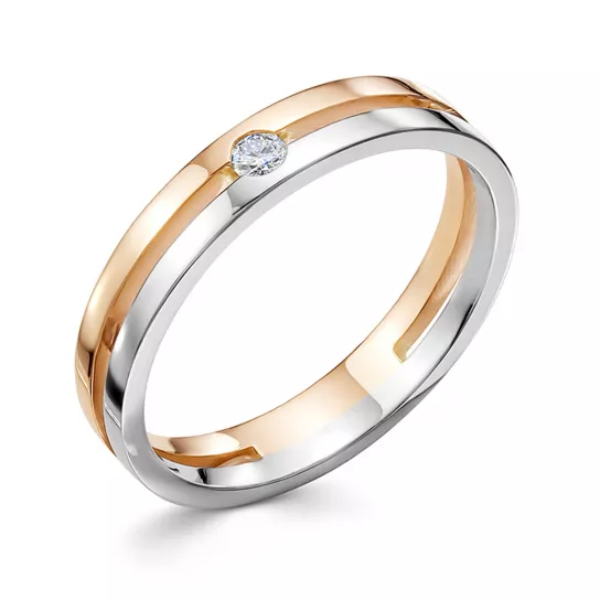 Золотое кольцо 585, с бриллиантом, размер 18