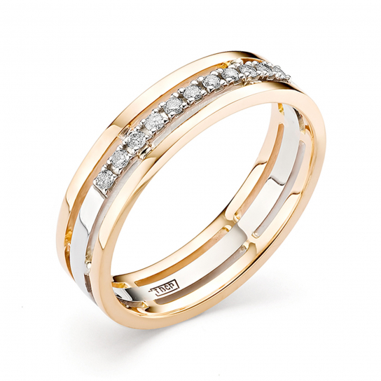 Золотое кольцо 585, с бриллиантом, размер 16.5